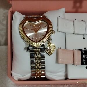 JUICY COUTURE WATCH GIFT SET JUICY COUTURE HEART WATCH 3 STRAP SET BAND SET NEW